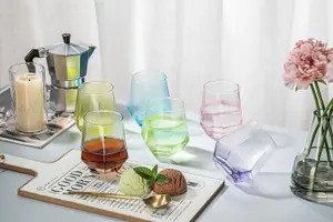 simpa 290ml Multicoloured Diamond Shaped Drinking Glasses, Set of 6