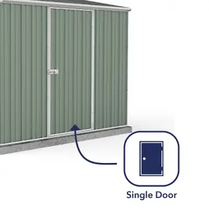 Absco 7.5ft x 5ft Pent Metal Storage Shed Single Door Green Garden Building