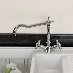 Astini Traditional Chrome Twin Handle Kitchen Sink Mixer Tap