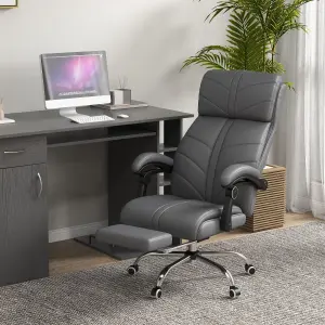 Vinsetto PU Leather Vibration Massage Office Chair with Heat, Footrest, Grey