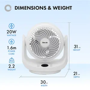 Devola Low Noise 20W 9 Speed 9-inch DC Desk Fan - White - DVF9DCFAN