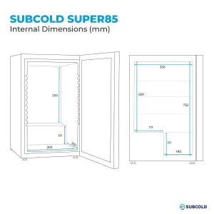 Subcold Super 85 LED Drinks Fridge - Silver