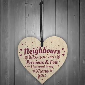 Red Ocean Neighbour Friendship Gift Handmade Wooden Hanging Heart Plaque Sign Thank You Gifts Keepsake