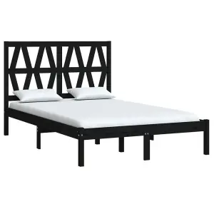 Berkfield Bed Frame Black Solid Wood Pine 140x190 cm