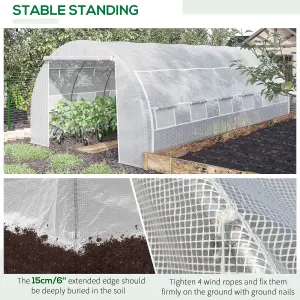 Outsunny 6 x 3 x 2 m Polytunnel Greenhouse Pollytunnel Tent w/ Steel Frame White