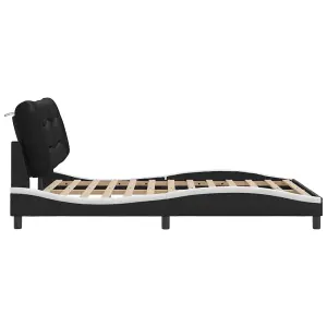 Berkfield Bed Frame with LED without Mattress Black and White 140x190 cm