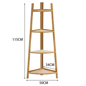 4 Tier Brown Modern Corner Ladder Shelf Plant Display Stand 115cm (H)