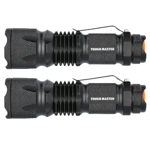 TOUGH MASTER Rechargeable USB Torches 1200mAh Handheld Flashlights, Water-Resistant with Ultra Bright LED (2 Pack) - 800 Lumens