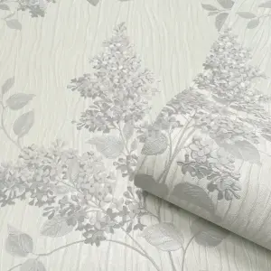 Belgravia Décor Tiffany Fiore Flower Silver Textured Wallpaper