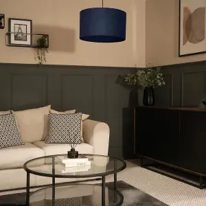 ValueLights Reni Navy Blue Velvet Large Ceiling Pendant Lamp Shade