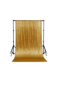 Neel Blue Shiny Fabric Sequin Backdrop Glitter Curtain, Gold - 4ft x 9ft