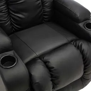 Caesar Dual Motor Electric Rise Recliner Bonded Leather Armchair Electric Lift Riser Chair (Black)