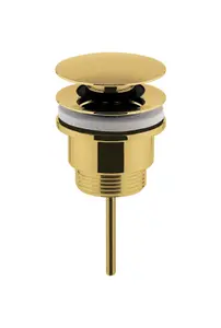 Universal Round Push Button Basin Waste, Slotted & Unslotted - Brushed Brass