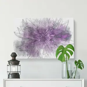 Striking Purple Flower In Abstract - Wrapped Canvas Painting 50 cm H x 76 cm W