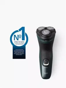 Philips Series 3000X X3052/00 Wet & Dry Electric Shaver With 27 Powercut Blades, 4D Flex Heads & Pop-Up Trimmer, Dark Green Forest