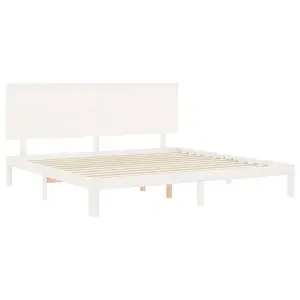 Berkfield Bed Frame with Headboard White 200x200 cm Solid Wood