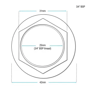 Brass 3/4" BSP Back Nut Wide Flanged Threaded Backnut