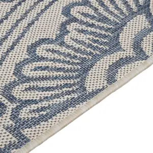 Outdoor Flatweave Rug 100x200 cm Blue Pattern