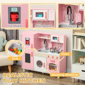 AIYAPLAY Play Kitchen Kids Kitchen Set with Lights and Sounds - Pink