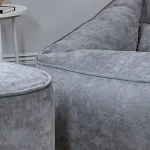 icon Natalia Chenille Armchair Bean Bag and Pouffe Set Grey Giant Bean Bag Chair