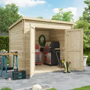 BillyOh Pro Pent Log Cabin Wooden Shed - W2.5m x D2.0m (8 x 7ft) - 28mm Thickness