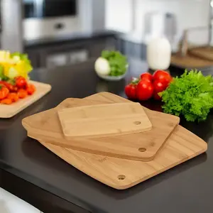 URBNLIVING 38cm Width Bamboo Wooden Chopping Boards Natural Cutting Food Meat Serving Platter Set of 3