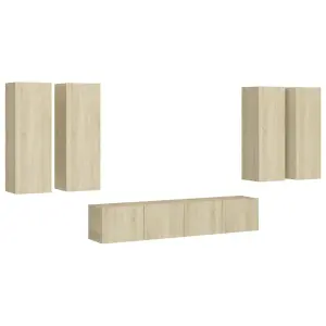 Berkfield 6 Piece TV Cabinet Set Sonoma Oak Engineered Wood