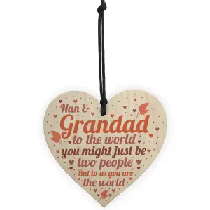 Red Ocean THANK YOU Gift For Nan And Grandad Wooden Heart Birthday Christmas Keepsake Grandparent Gift