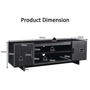 Costway TV Stand for TV up to 65" Media Console Cabinet Entertainment Center w/ 2 Doors