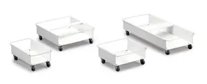 Durable DURABIN Rectangular 2X 60L Robust Steel Wheel Bin Trolley - White