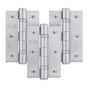 AFIT Satin Chrome Door Hinges - 3 Inch / 76mm  Internal Fire Door Hinges - 1.5 Pairs