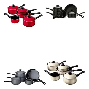 Interiors by Premier 5Pc Non-Stick Dark Silver Cookware Set, Kitchen Pots and Pans Set with Lids, Non stick Cookware Set