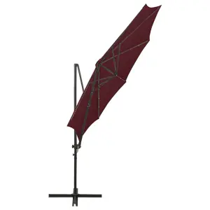 Berkfield Cantilever Umbrella with Pole and LED Lights Bordeaux Red 300 cm