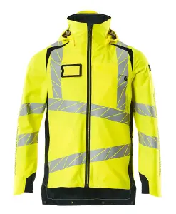 Mascot Accelerate Safe Lightweight Lined Outer Shell Jacket (Hi-Vis Yellow/Dark Navy)  (Large)