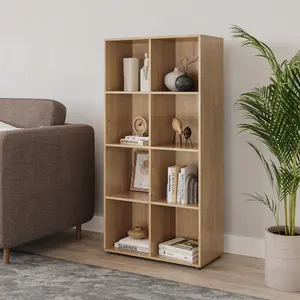 URBNLIVING 120cm Height Oak 8-Cube Shelving Unit - Tall