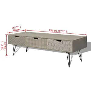 Berkfield TV Cabinet with 3 Drawers 120x40x36 cm Grey