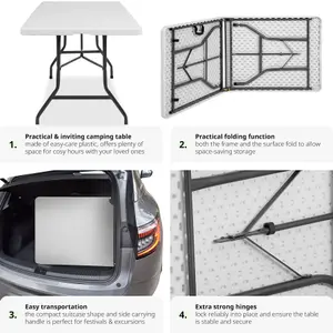 Camping Table - foldable with carry handle - white