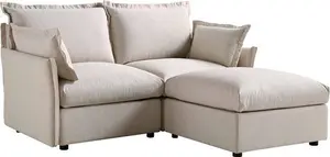 Byron Pillow Edge Beige Fabric Modular Sofa, 2-Seater Chaise - Daals - Sofas