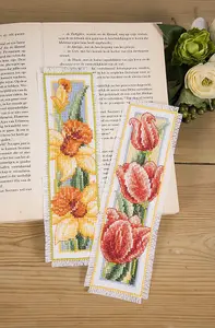 Counted Cross Stitch Kit: Bookmark: Flowers: Set of 2