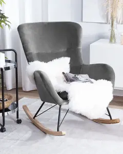 Rocking Chair ELLAN Velvet Dark Grey