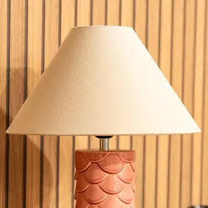 ValueLights Athena Ceramic Coral Mermaid Shell Scallop Bedside Table Lamp with Tapered Lampshade - Bulb Included