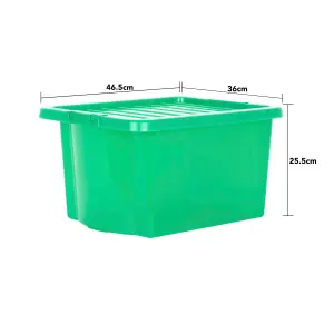 Wham Crystal 5x 28L Plastic Storage Boxes with Lids. Small Size, Strong . Made in the UK Tint Leprechaun Green