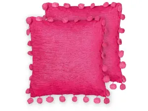 Set of 2 Cushions JASMINE 45 x 45 cm Solid Fuchsia Pink