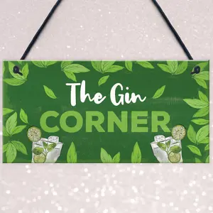 Red Ocean Funny Gin Gift Gin Corner Sign Home Bar Sign For Garden Summer House Gifts