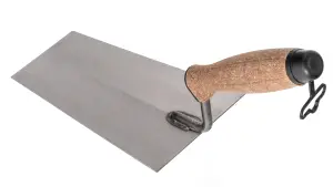 Toolty Bucket Trowel with Cork Handle 180mm Grinded Carbon Steel for Brickwork and Plastering Rendering Masonry DIY