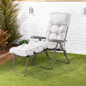 Alfresia Sun Lounger, Charcoal Frame with Grey Classic Cushion