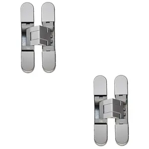 2 PACK - 3D Adjustable Concealed Cabinet Hinge - 180 Degree Opening Wardrobe SILVER