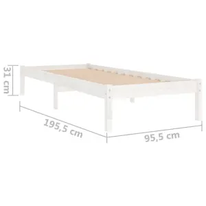 Berkfield Bed Frame White Solid Wood 90x190 cm Single