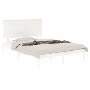 Berkfield Bed Frame White Solid Wood 135x190 cm 4FT6 Double