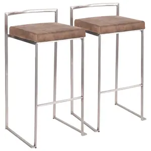 Daggett 68.5cm Bar Stool (Set of 2) Stainless Steel / Black / Bar Stool (30.75" Seat Height)